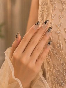 Elegant Black Lace Press-On Nails