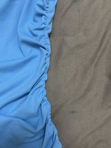 cap sleeved ruched fitted baby blue top