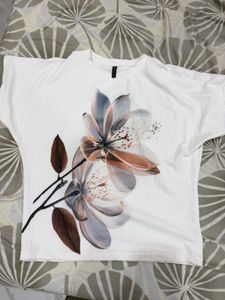 White T-Shirt with Floral Print