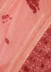 Pink Cotton Silk Saree with Maroon Blouse