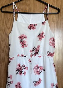White Floral Print Midi Dress