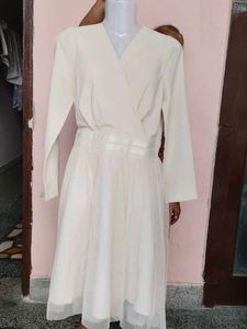 Refill Seoul Off-White Wrap Mini Dress