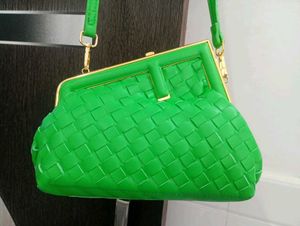 Green Woven Clutch Sling Bag