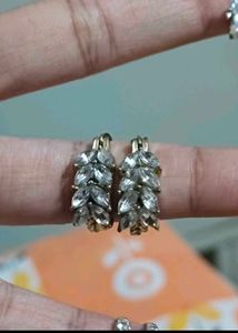 Savana Sparkling Leaf Design Hoop Earrings