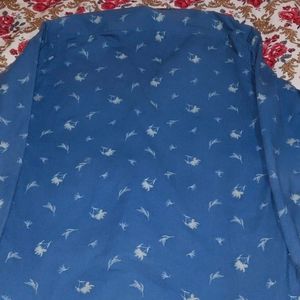 Men's Blue Printed Casual Shirt