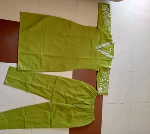Lime Green Embroidered Kurta Set