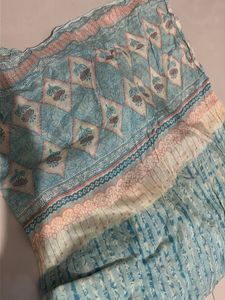 Beautiful Blue & Pink Floral dupatta