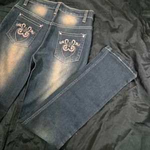 low waist slim Embellished Denim Jeans  y2k