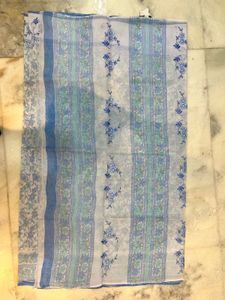 Light Blue Pure Cotton Printed Saree