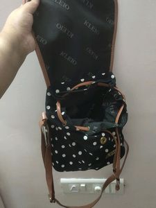 Kleio Brown Black Polka Dots Sling Bag