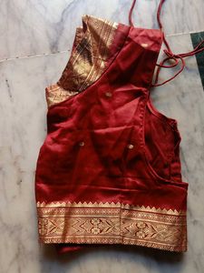 Elegant Red Saree with Golden Border
