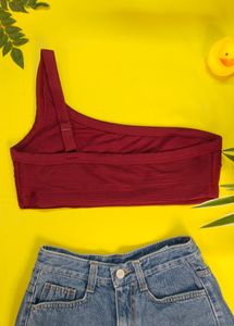 Old Navy Hot Maroon One Shoulder Bralette / Swim