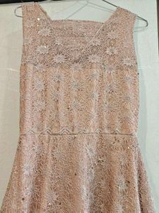 Elegant Peach Lace Ethnic Gown