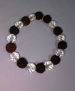 Rudraksha &amp; clear quartz Crystal Bracelet