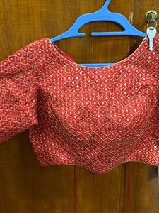 Embroidered Red Ready Made Blouse