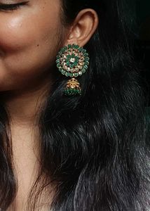 Stunning Emerald Jhumka Earrings