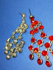 Dark Orange Silver Earrings