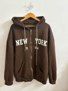 Brown New York Zip-Up Hoodie