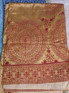Golden Embroidered Dress Material