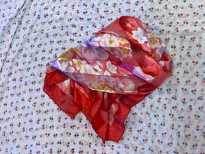 Vibrant Red Dupatta with Polka Dots
