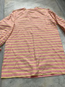 Pink &amp; Yellow Striped Puff Sleeve Top