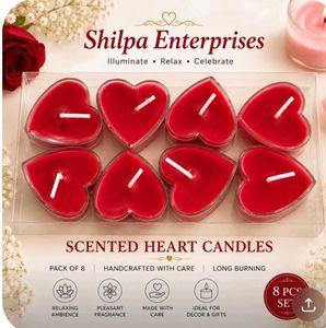 Scented Heart Candles - Pack of 8