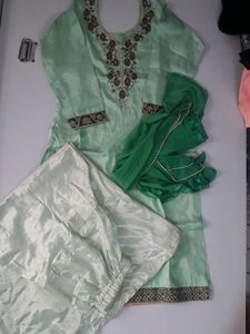 Kurta Set With Plazo Pants Botteguard Green Colour