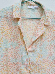 Crepe Fabric, Size-L ,off White With Delightful Print