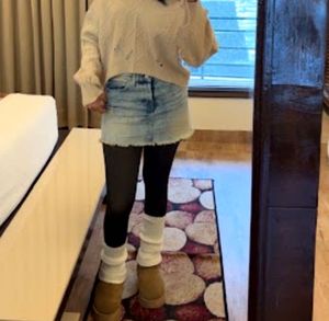 Distressed Denim Mini Skirt