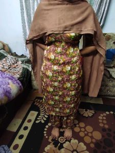 Floral Silk Suit And Patila Salwar