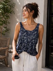 Primark Navy Paisley Print Sleeveless Top
