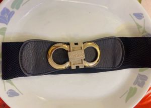 Designer Elastic Belt with Gold Buckle