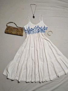 White and Blue Floral Summer Dress