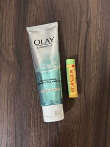 Olay Brightening Face Wash & Burt’s Bees Lip Balm