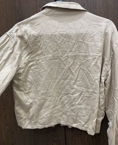 Stylish Taupe Utility Cropped Shirt