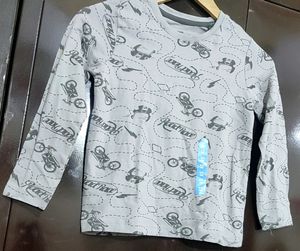Grey Printed T-shirt For Baby Boy 5- 6 Age