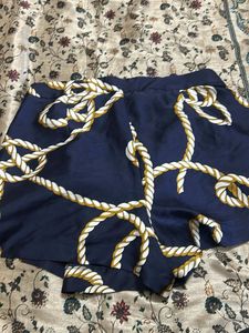 Navy Blue Nautical Rope Print Pants