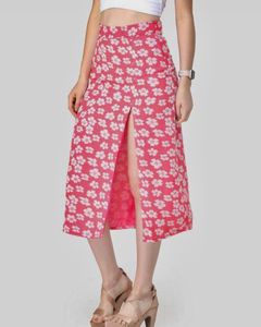 Floral Print Midi Skirt