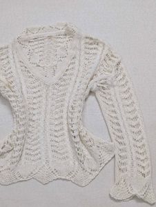 Y2K White Open-Knit Long Sleeve Top ✨