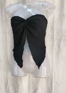 I. Twisted Black Strapless Top