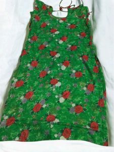 Green Rose Print Kurta Set (kurta+ Salwar Pant)