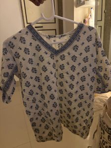 Blue Floral Print Kurta