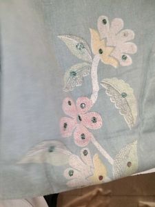 Light Blue Embroidered Blouse