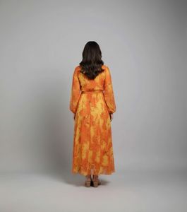 Orange Floral Print Maxi Dress