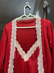 Red Nighty and Robe Set