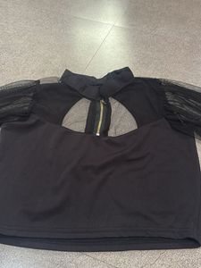 Chic Black Sheer Sleeve Top