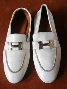 Authentic HERMES White Loafers