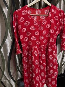Red Printed Kurta