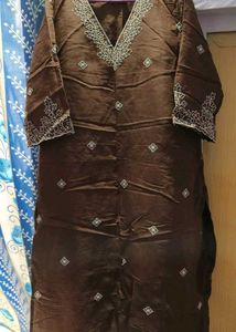 Elegant Brown Embroidered Kurta