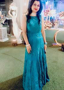 Teal Embroidered Ethnic Gown